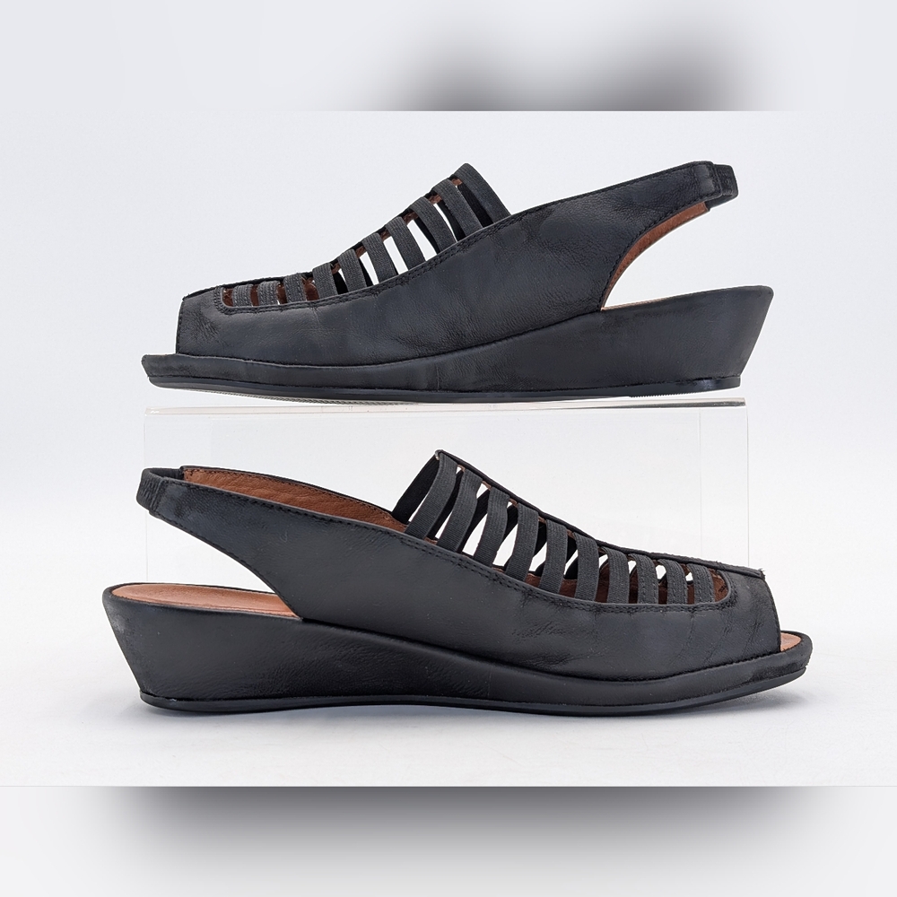 Gentle Souls by Kenneth Cole "Lee" Wedge Size 7M Black Nubuck Open-Toe Sandals - Picture 4 of 17